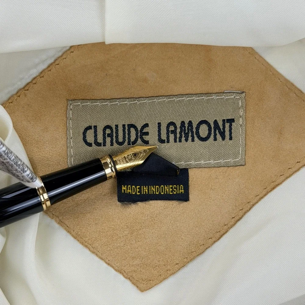Claude Lamont Suede Pants Men 38 Tan Silky Leather‎ Pleated Raw Hem Lined NEW